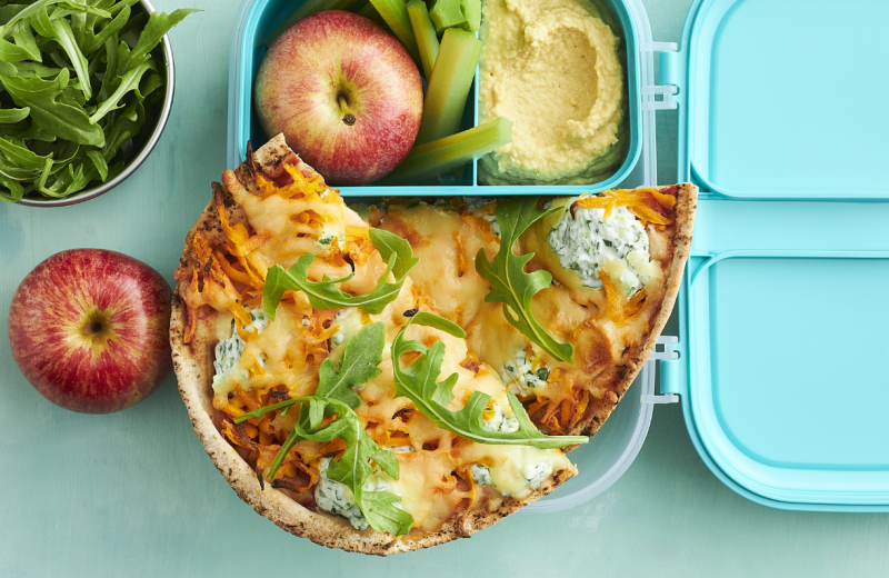 Pumpkin and herb ricotta pizza lunch